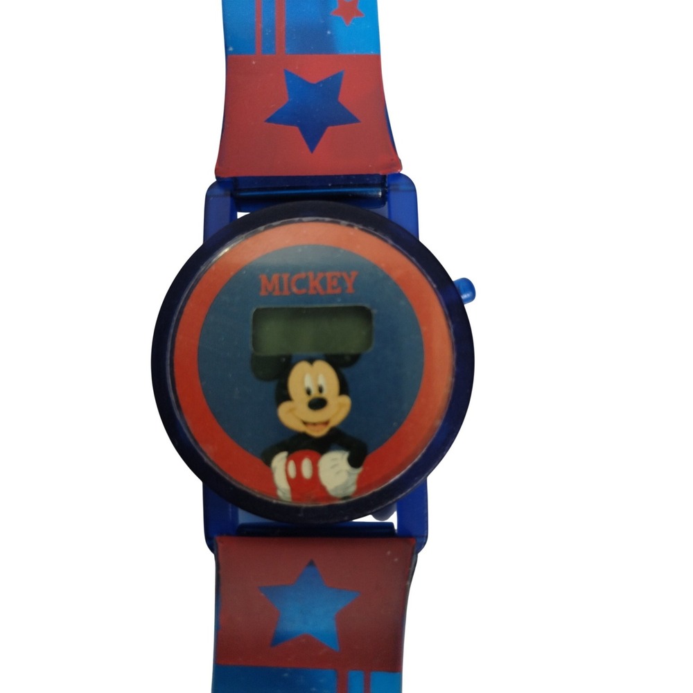Disney‎ Mickey Mouse Digital Watch Blue Red Stars UNTESTED MD0006